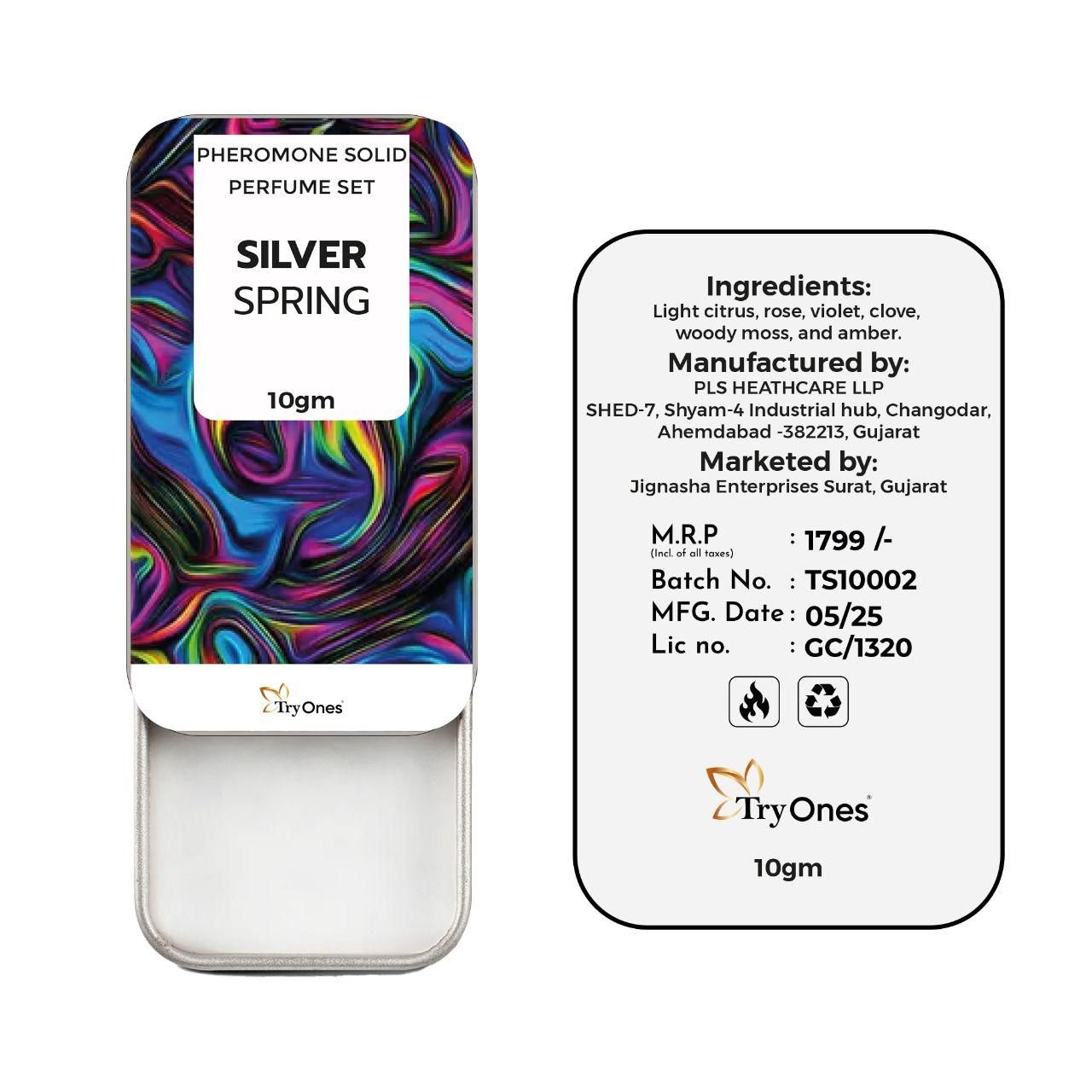 Pheromone Solid Perfume Set Silver Spring 20 gm Pack of 2