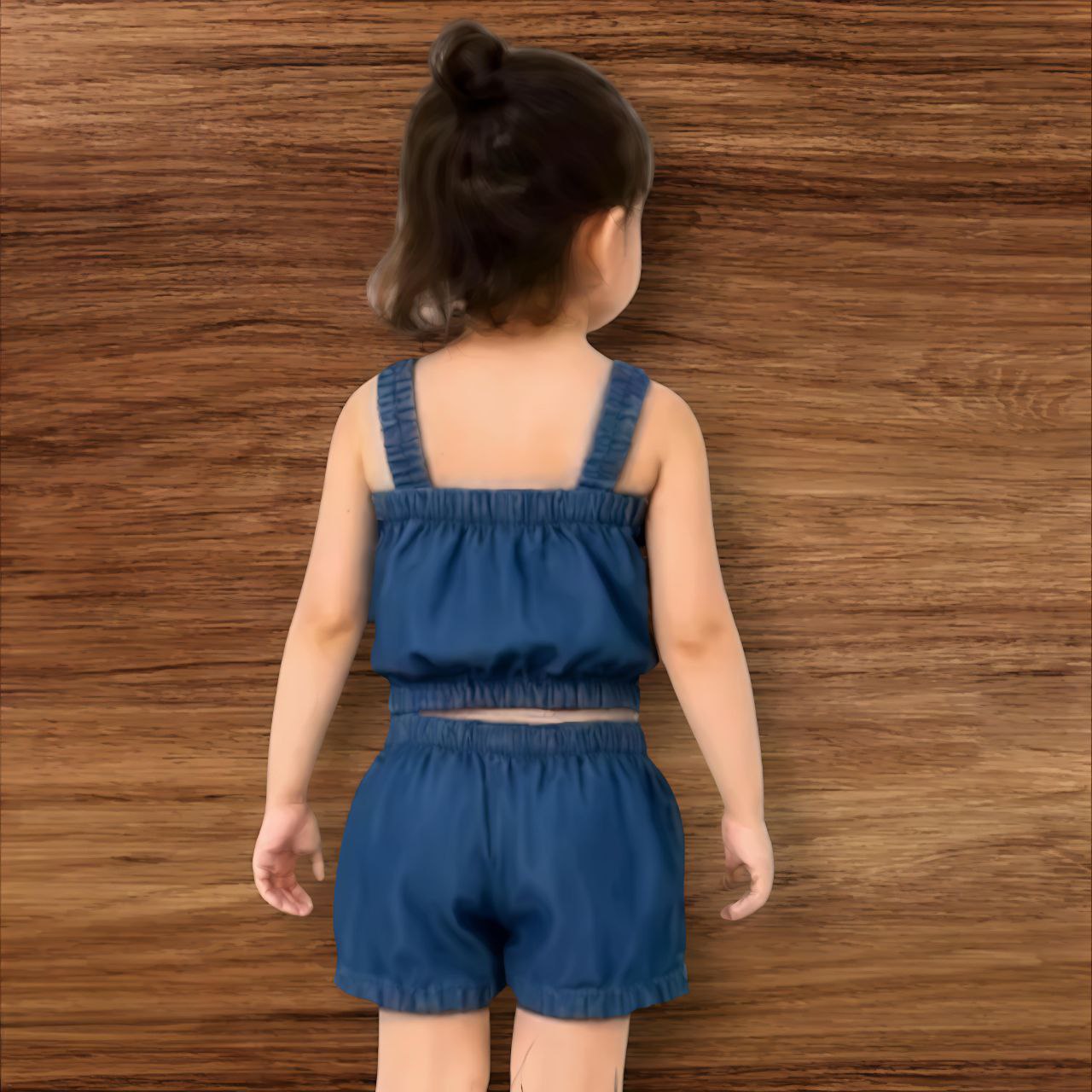 Navy Blue Bow Top &amp; Shorts Set