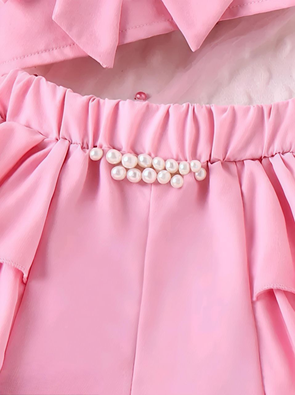 Princess Pink Pearl Bow Clothing Set