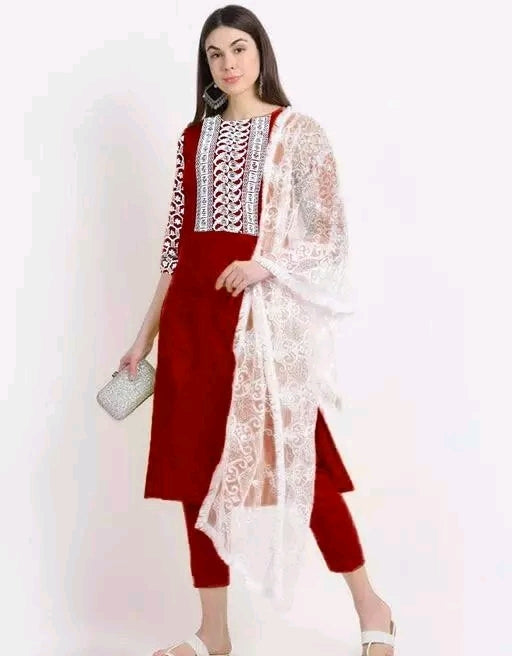 Modern Red Kurti Set For Women