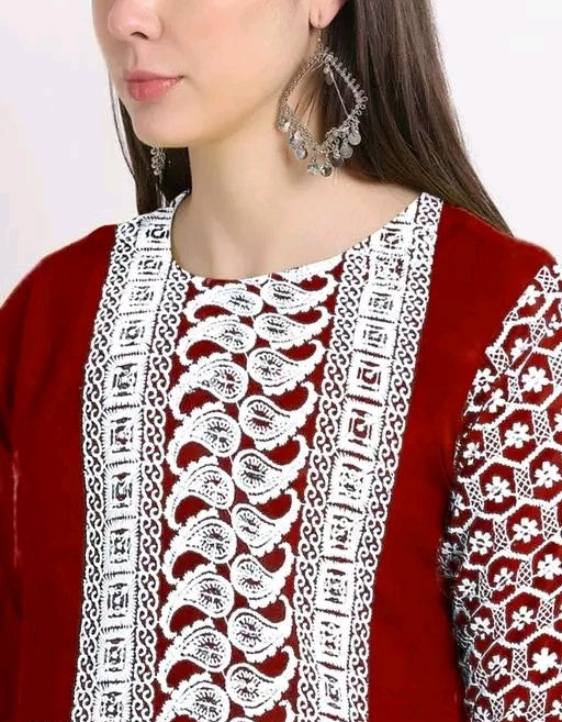 Modern Red Kurti Set For Women