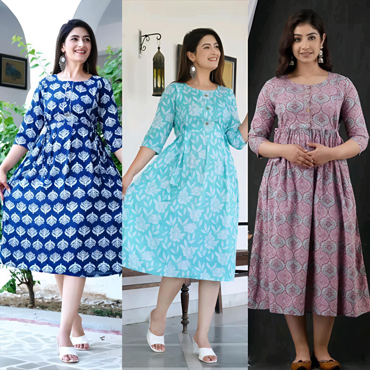 👗 3 in 1 Stylish Cotton Feeding Dress Combo 👶🍼