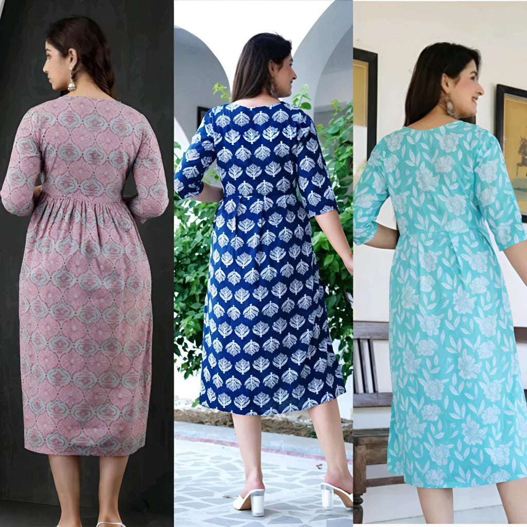 👗 3 in 1 Stylish Cotton Feeding Dress Combo 👶🍼