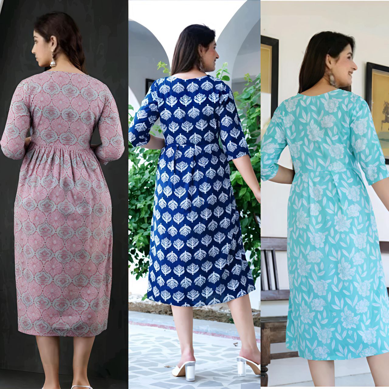 👗 3 in 1 Stylish Cotton Feeding Dress Combo 👶🍼